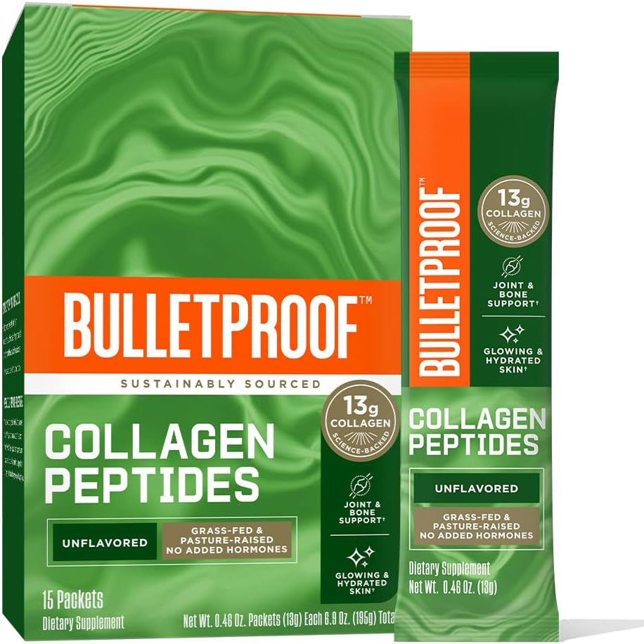 Bulletproof collagen peptides, unflavoures with 13g collagen for joint and bone support and glowing & hydrated skin