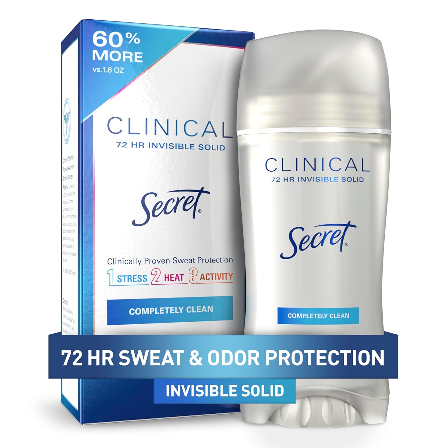 Secret clinical 72hr sweat & odor protection, completely clean invisible solid deodorant