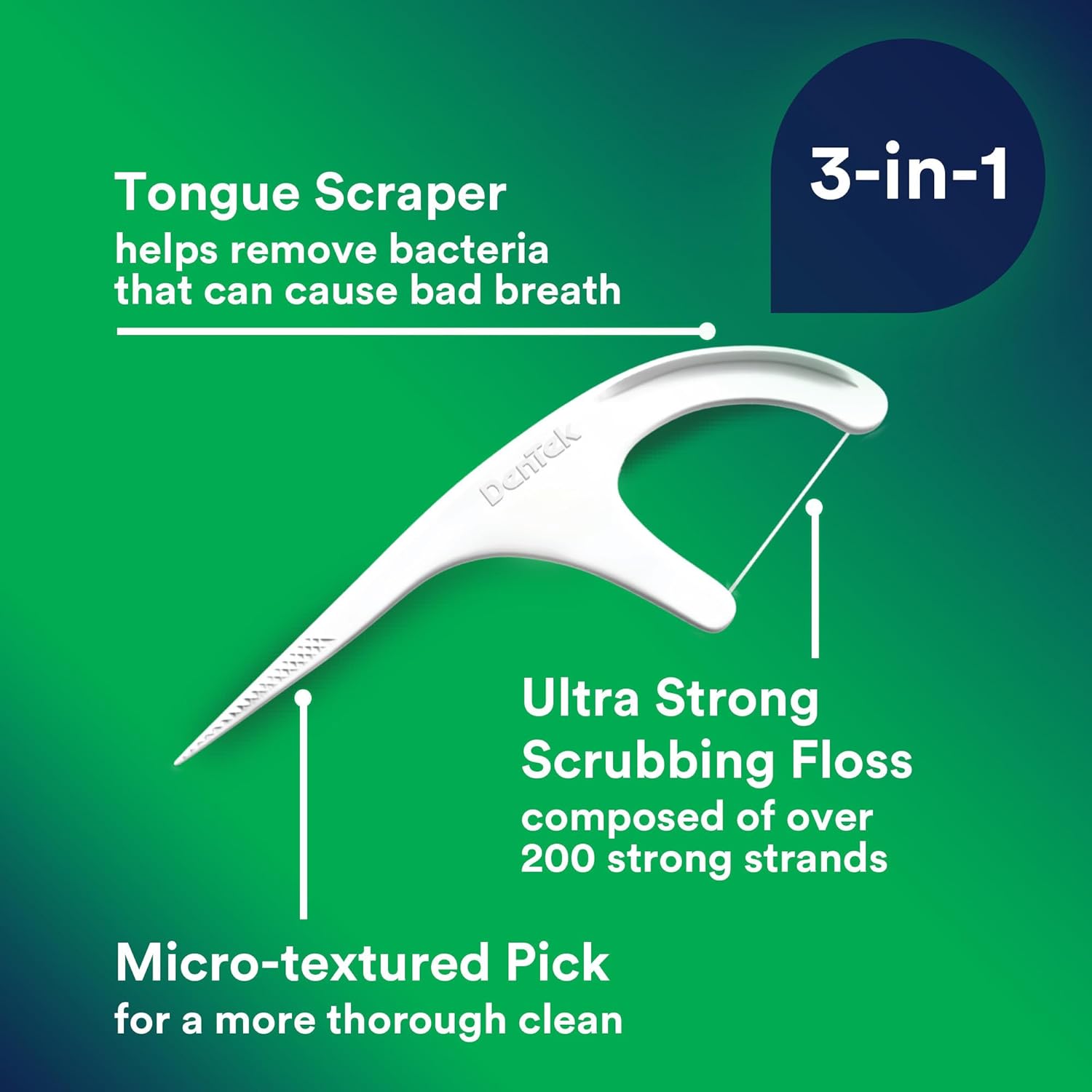 DenTek Triple Clean Mint Flavoured and Fluoride coated Advanced Dental Floss Picks with 3 cleaning actions - 150 Pack