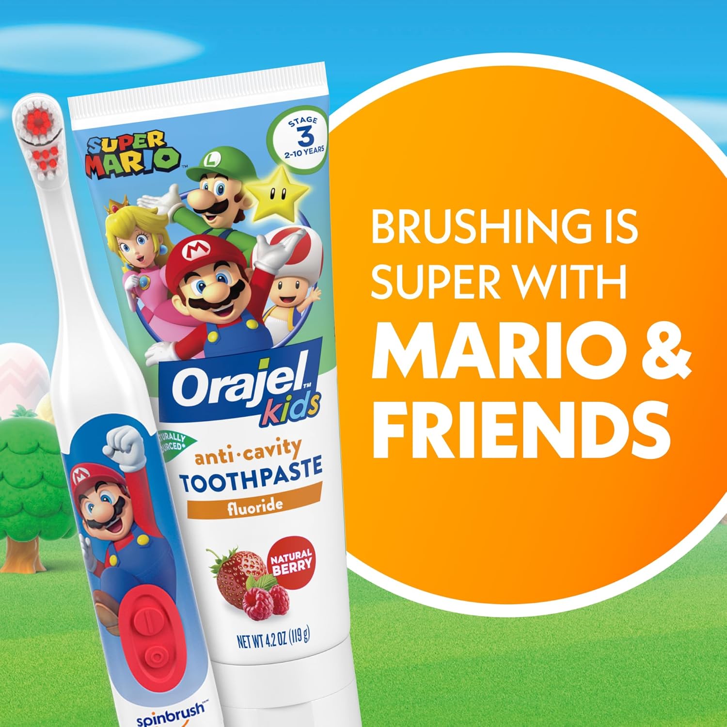 Kid's Spinbrush Powered Toothbrush, Super Mario