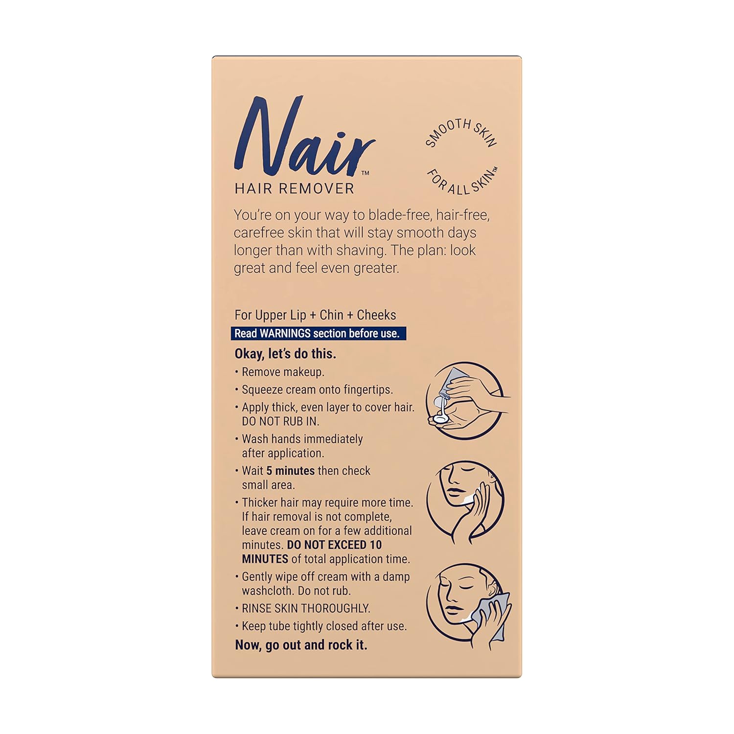 Nair Moisturizing Face Cream for Upper Lip Chin And Face Hair Removal, 2 Ounce