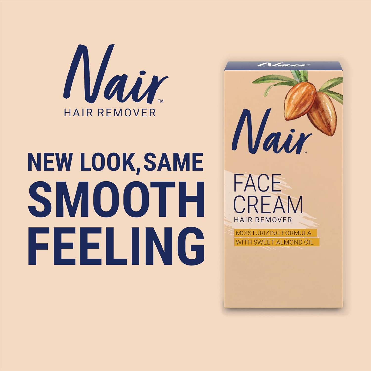 Nair Moisturizing Face Cream for Upper Lip Chin And Face Hair Removal, 2 Ounce