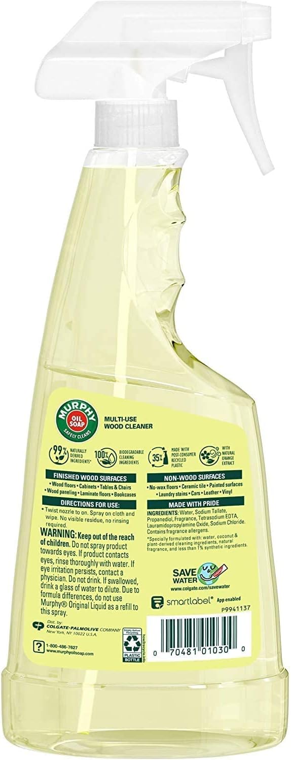 Murphy Soap Multi-Use Wood Cleaner with Orange Oil, 22 Fl Oz (Pack of 1)