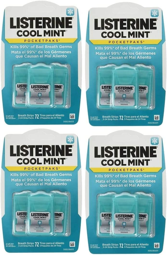 Listerine Cool Mint Pocketpak Breath Strip, (Pack of 12)