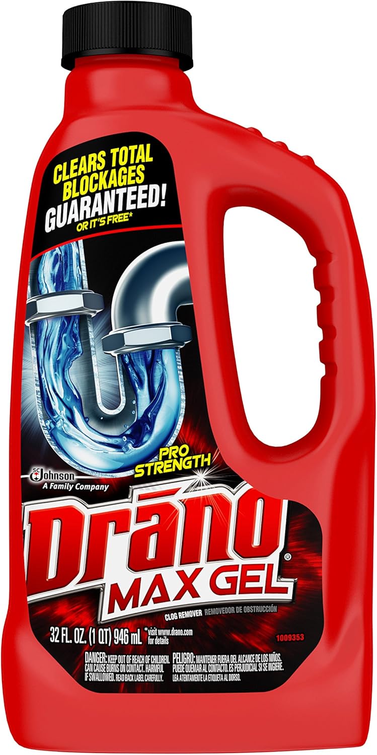 Drano Max Gel Drain Clog Remover and Cleaner for Shower or Sink Drains, 32 oz