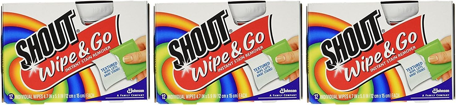 Shout Stain Remover Wipes-12 ct. (Pack of 3)