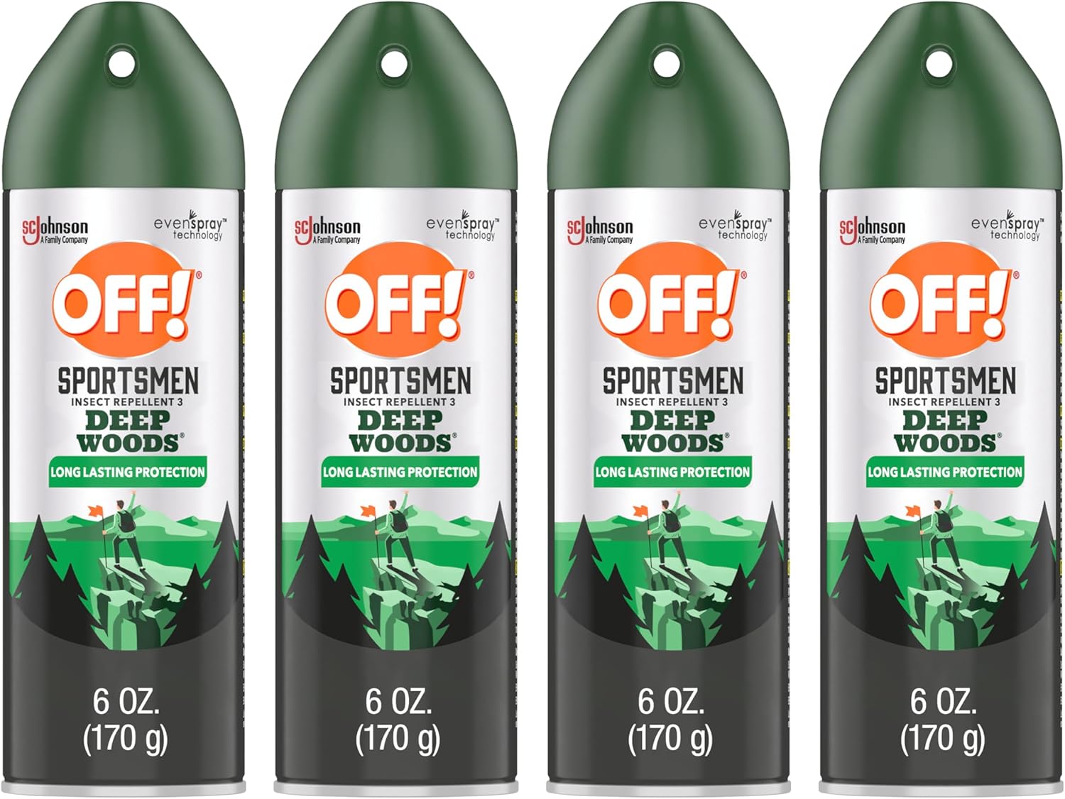 Off! Sportsmen Deep Woods Insect and Mosquito Repellent 3, Long Lasting Protection, Bug Spray 6 oz. (Pack of 4)