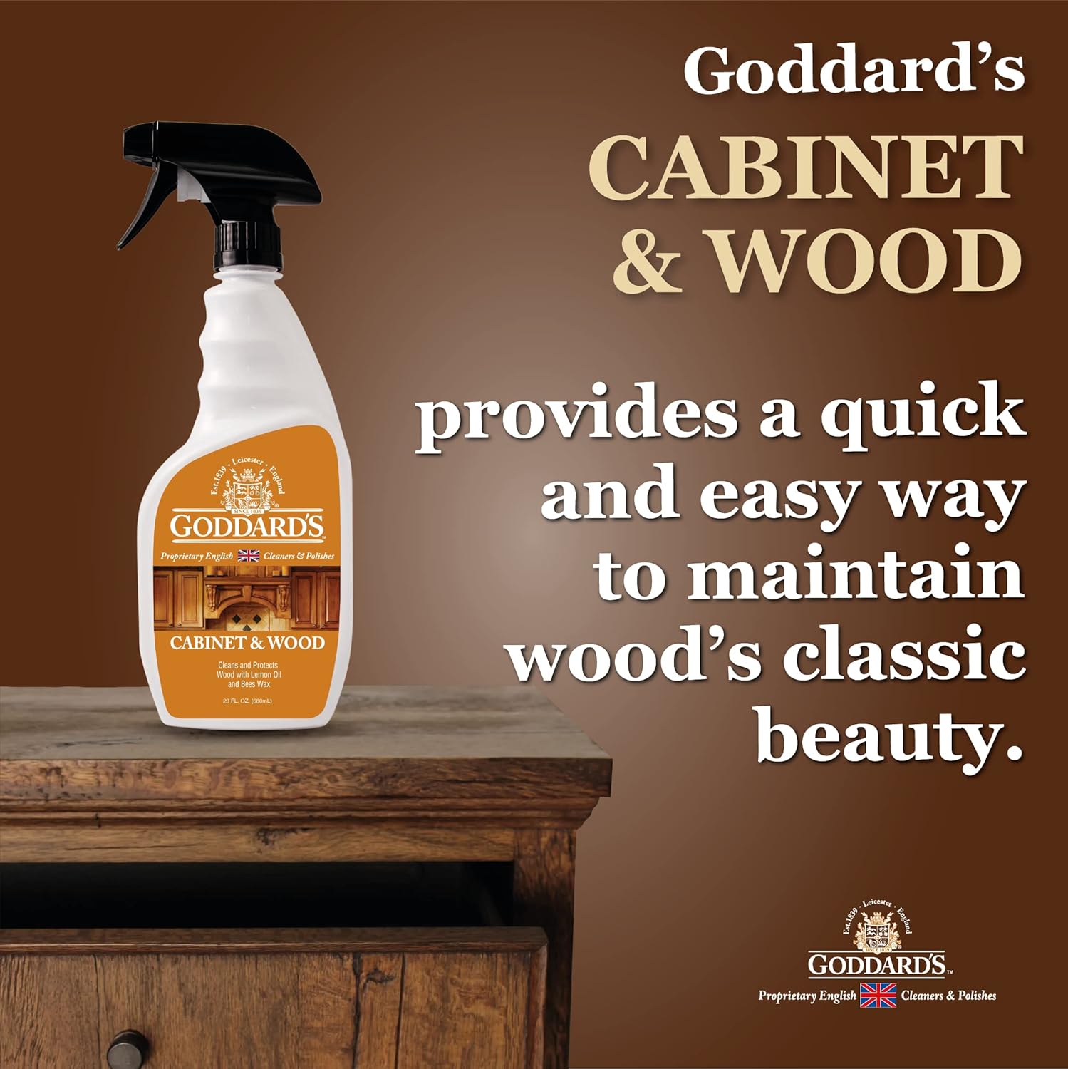 Goddards Cabinet & Wood Wax Polish Lemon Oil Trigger Spray 680ml (23oz)