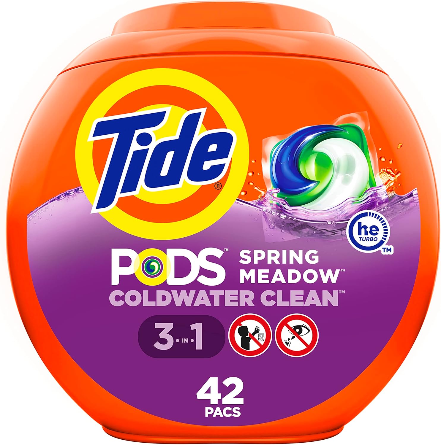 Tide PODS Liquid Detergent Pacs, Spring Meadow, 42 Count