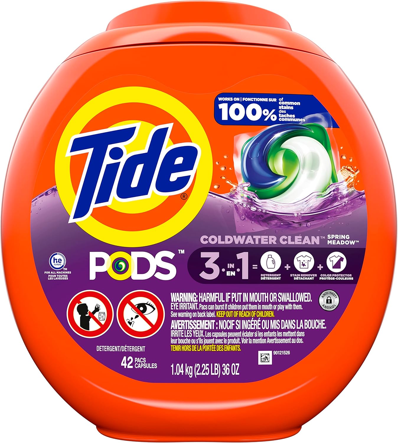 Tide PODS Liquid Detergent Pacs, Spring Meadow, 42 Count