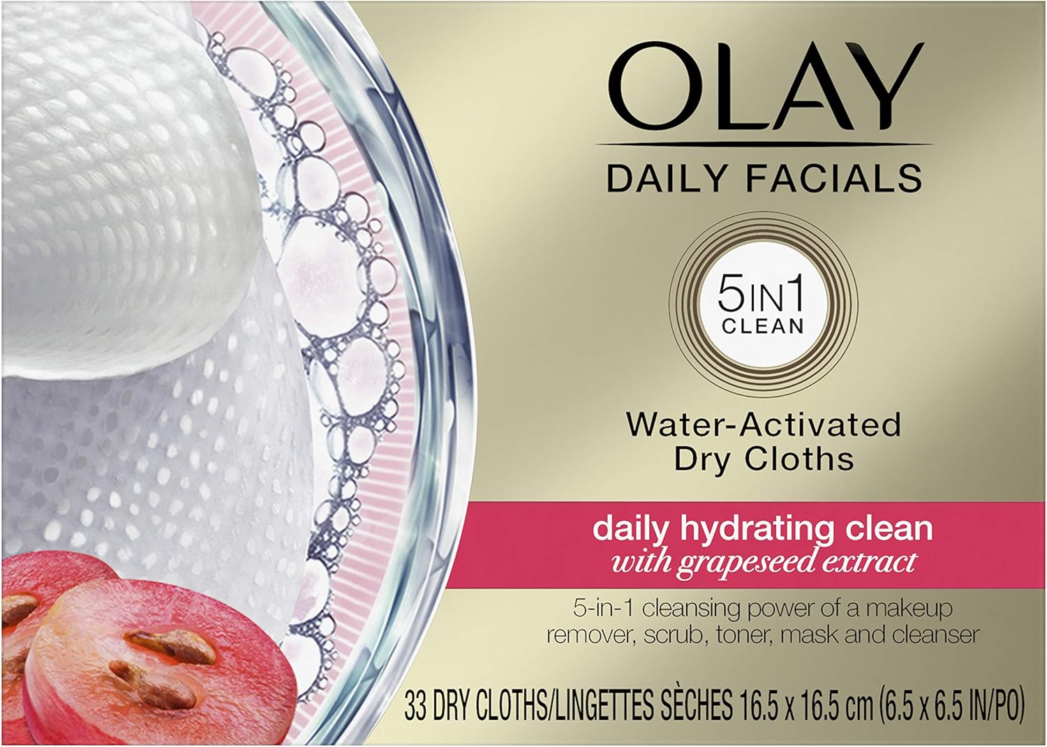 Olay 2 in 1 daily facial cloths for normal skin -33 wipes