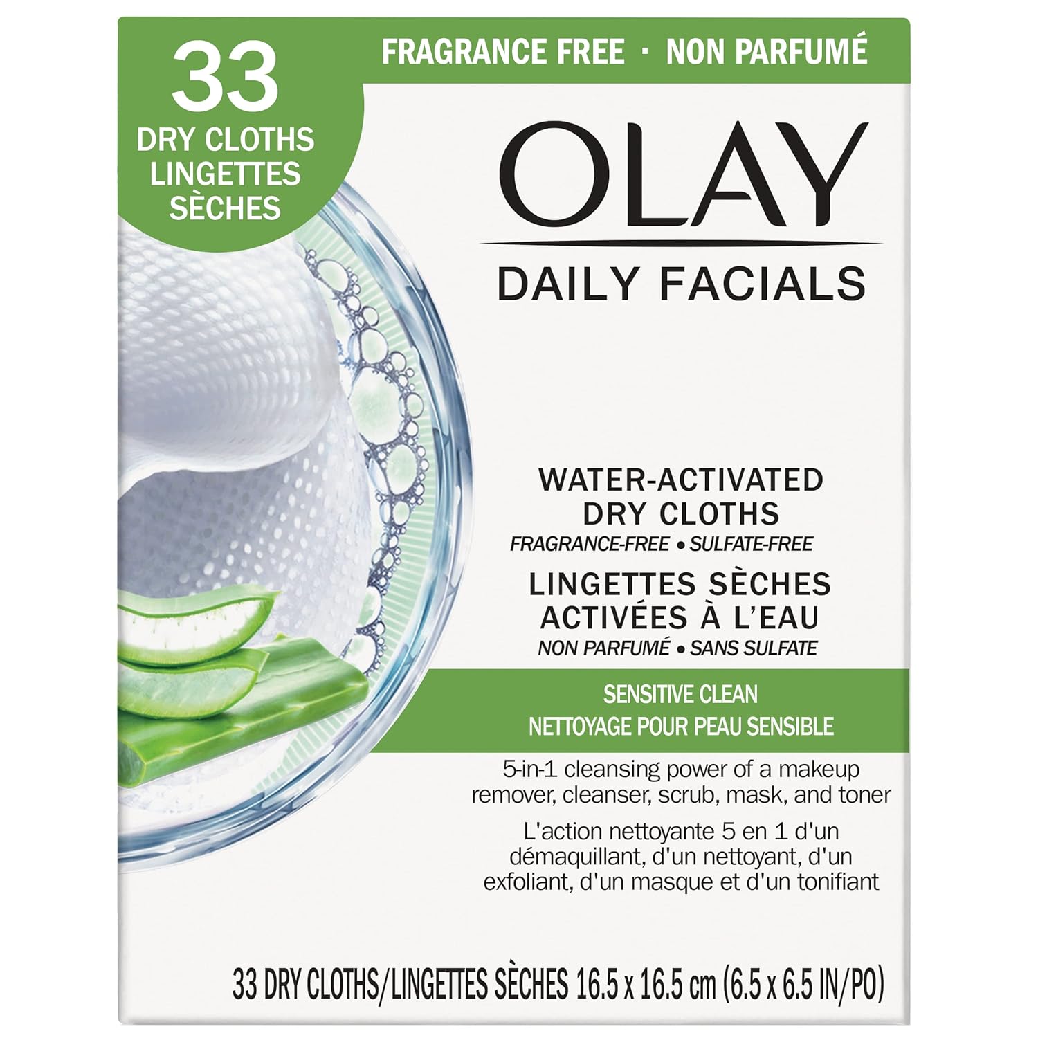 Olay 4-in-1 Sensitive Daily Facial Cloths, 33 ct