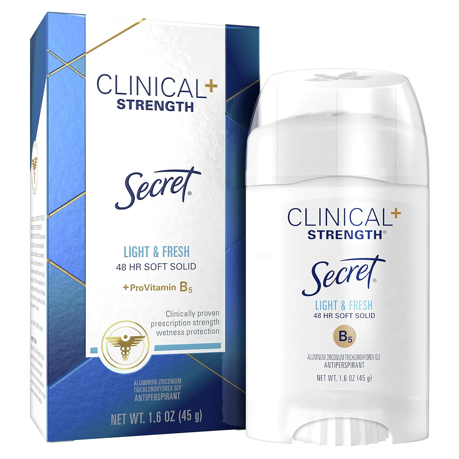 Secret Antiperspirant and Deodorant for Women, Clinical Strength Soft Solid, Light and Fresh, 1.6 Oz