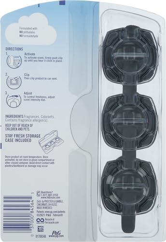 Febreze Car Air Freshener Vent Clip, Unstoppables, .07 oz Car vent Clip, Pack of 3