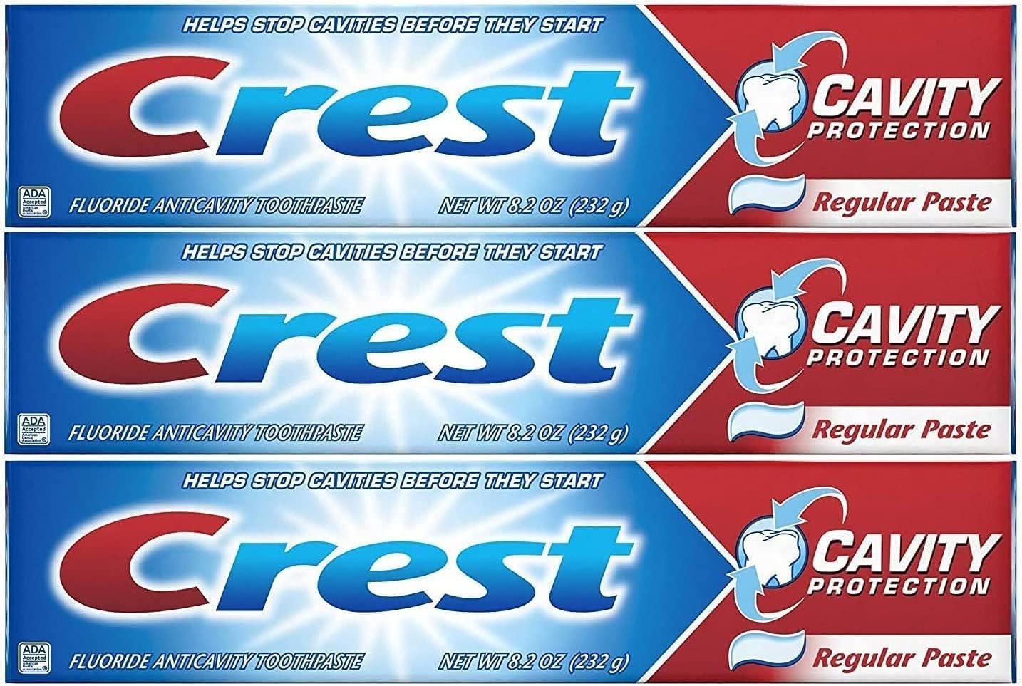 Crest Cavity Protection Toothpaste, Regular - 8.2 Ounce, Pack of 3