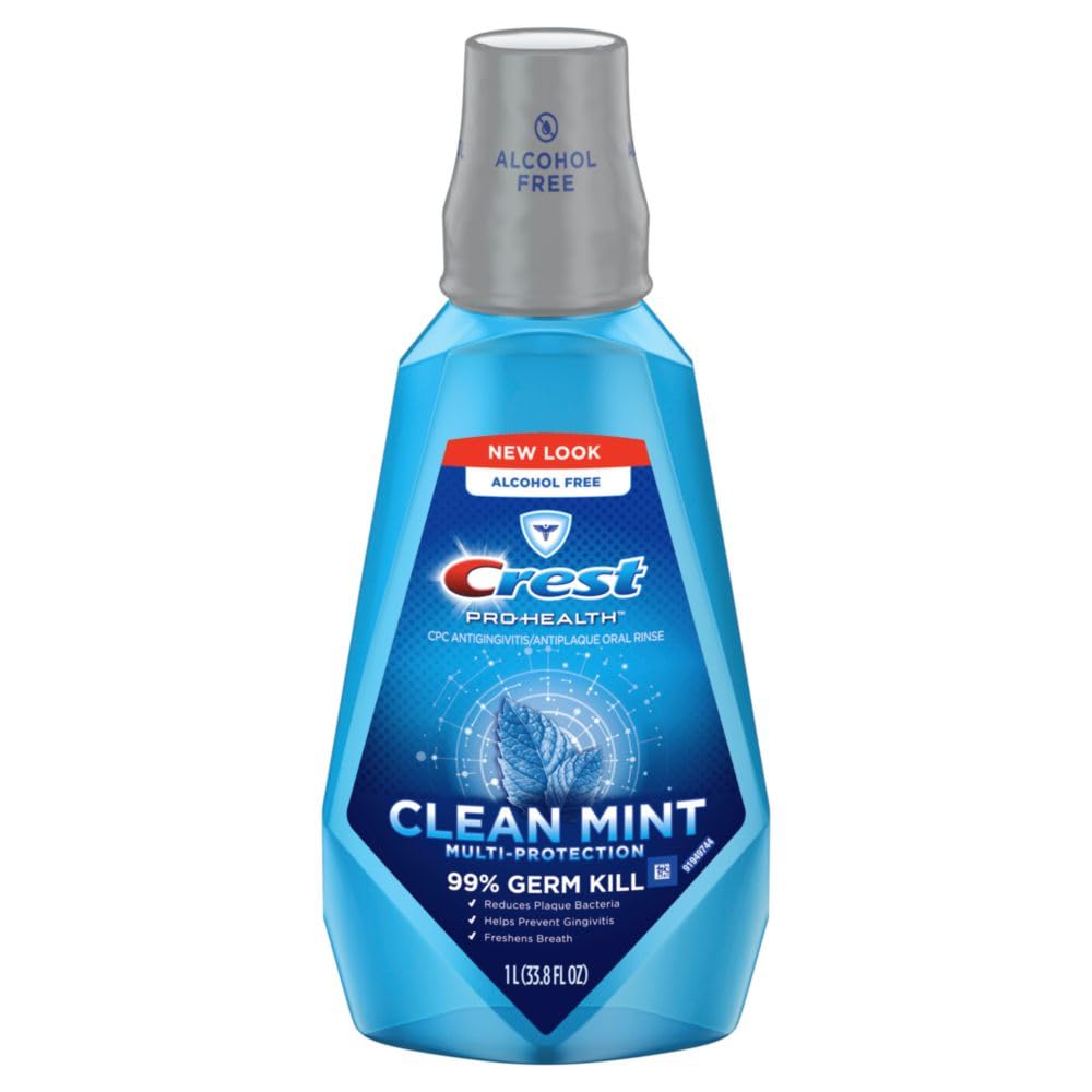 Crest Pro-health Multi-Protection Mouthwash, Alcohol Free, Clean Mint, 1 L, (Pack of 3)