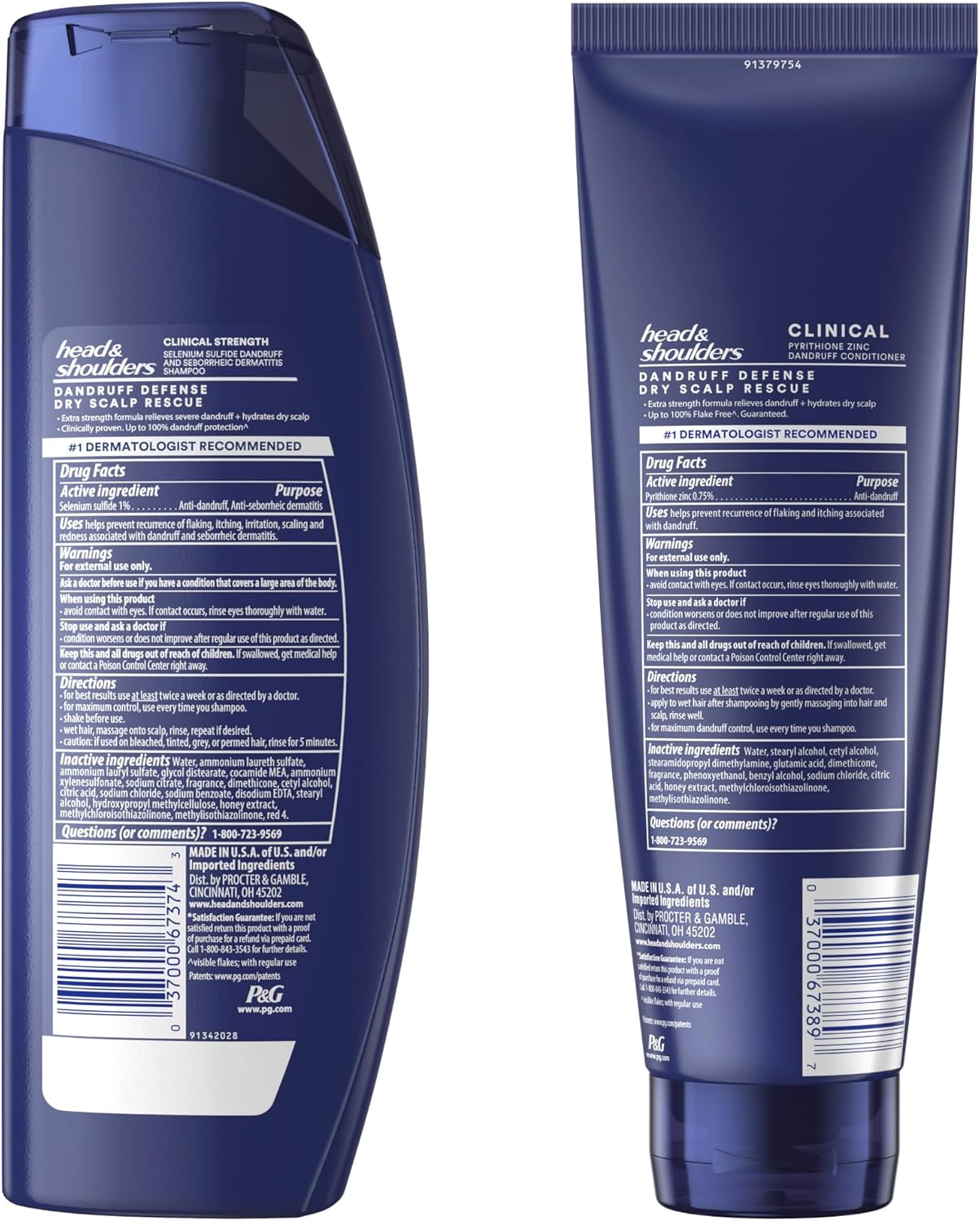 Head & Shoulders Clinical Strength Dandruff Shampoo and Conditioner, Dry Scalp Rescue with Manuka Honey