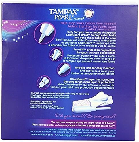 Tampax PROCTER & GAMBLE Pearl Plastic Unscented Tampon, Ultra Absorbency, Pack of 18