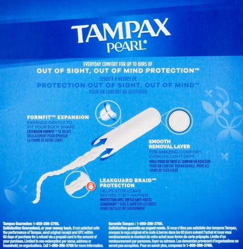 Tampax Pearl Plastic Unscented Tampons, Lites/Light Absorbency, 36 Count (Pack Of 2)