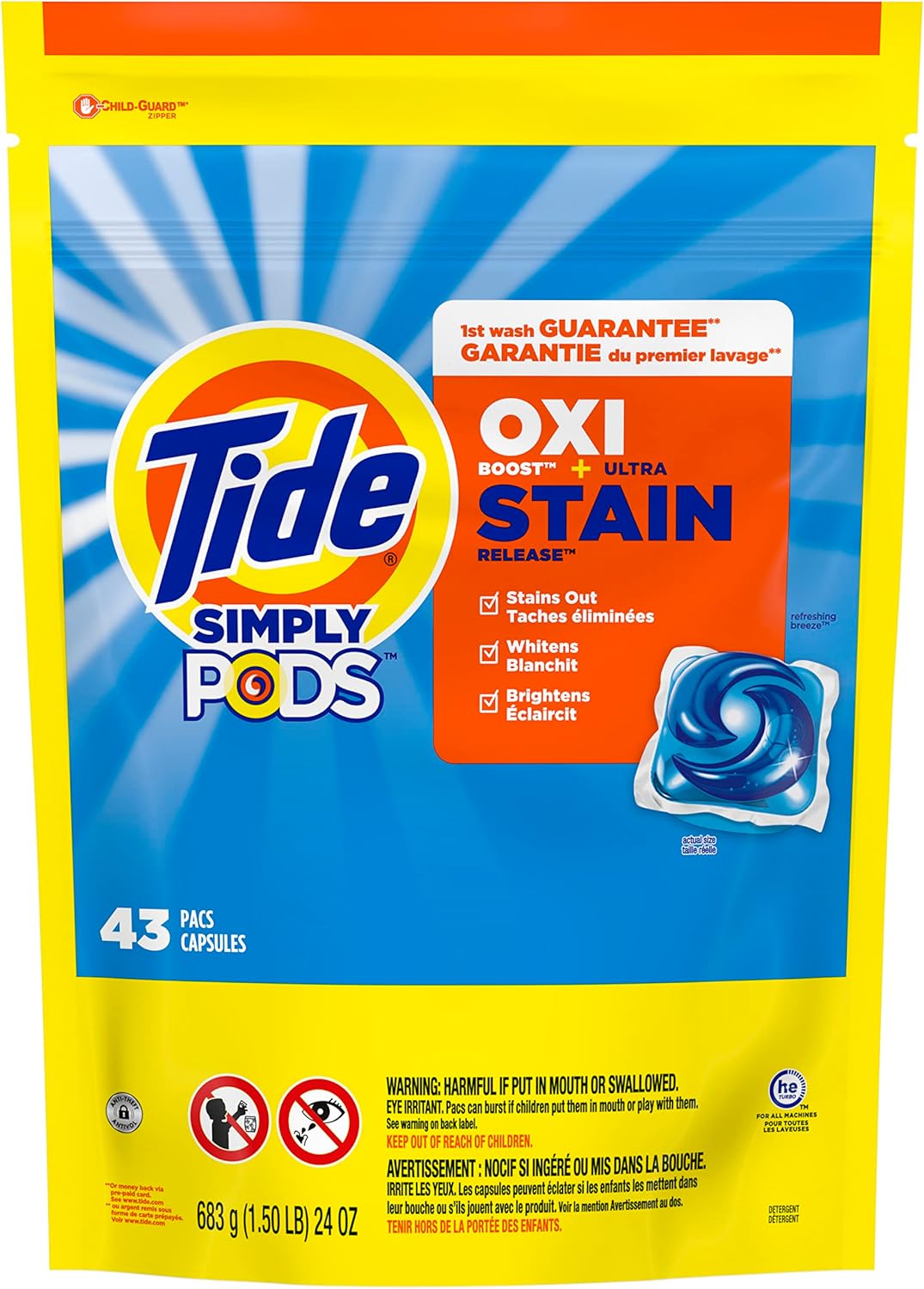 Tide Simply Clean and Fresh PODS Refreshing Breeze Laundry Detergent Pacs 43 Count