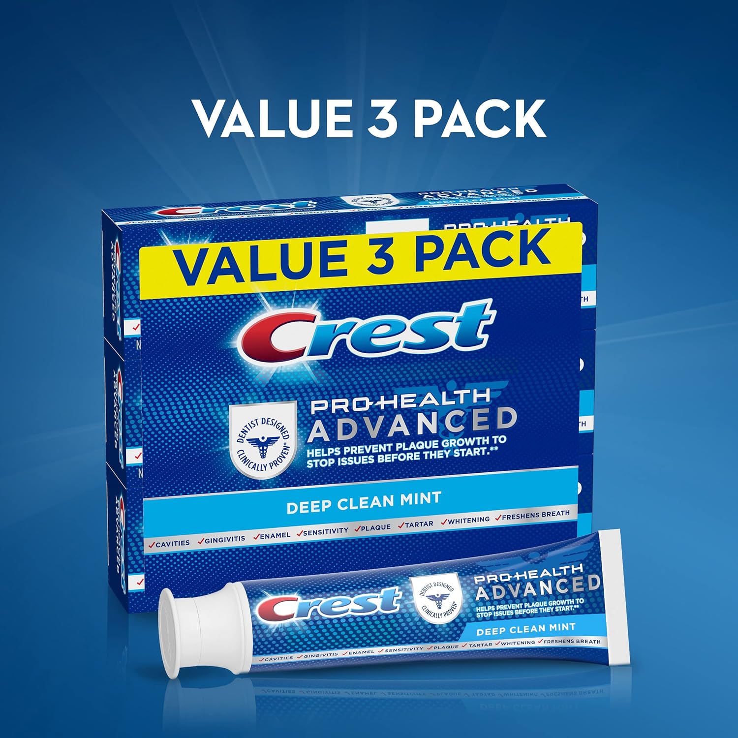 Crest Pro Health Advanced Deep Clean Toothpaste, Mint, 5.1 Oz/432 g, Pack of 3