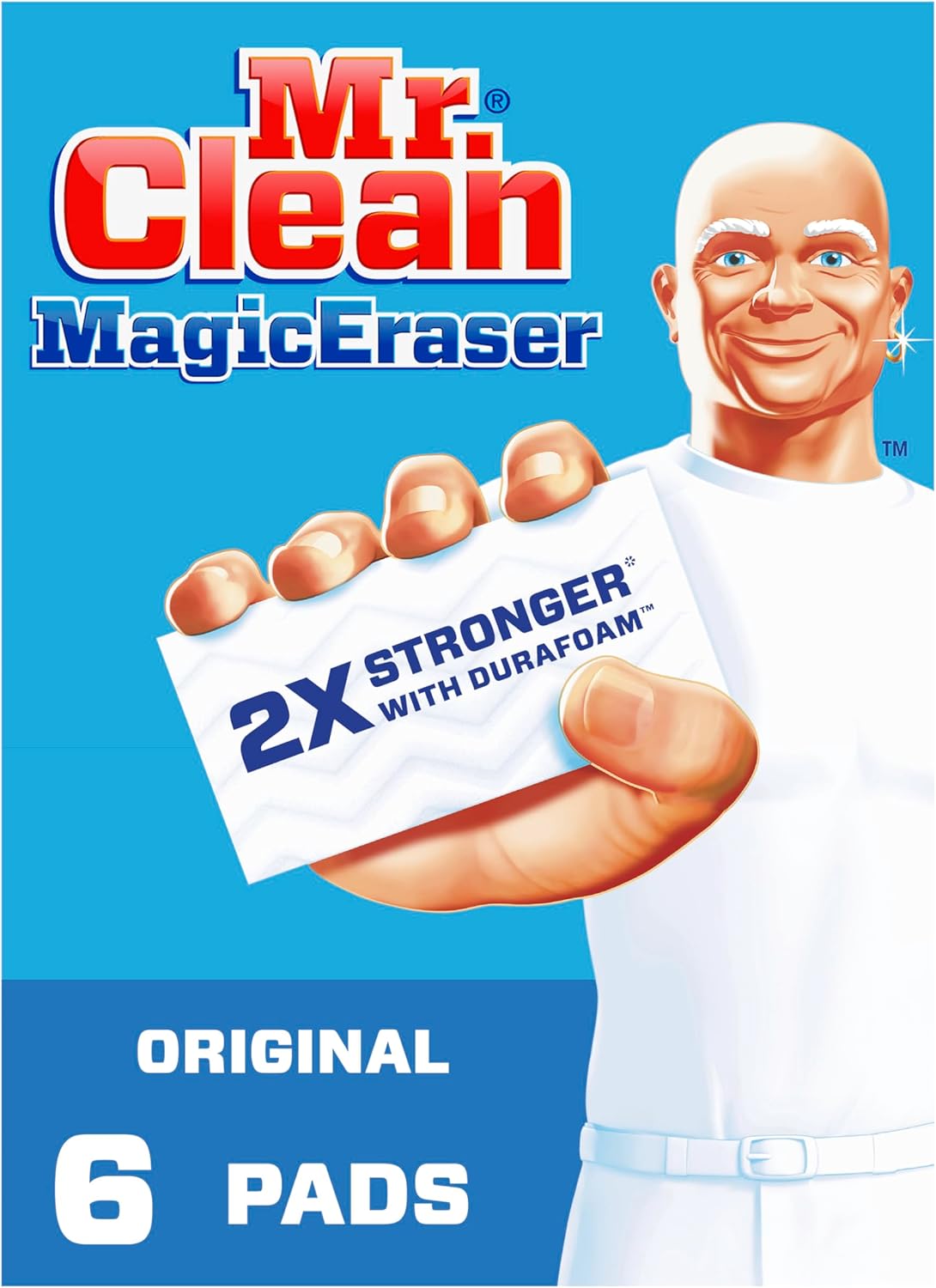 Mr. Clean Magic Eraser Original Cleaning Pads with Durafoam, Pack of 6