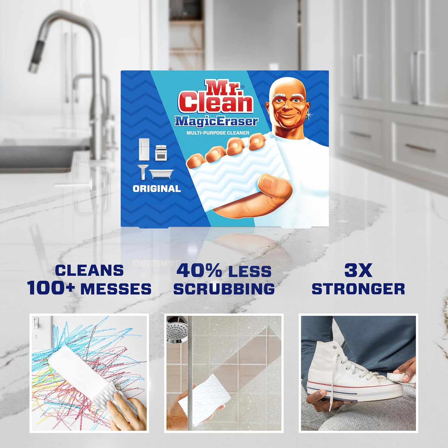 Mr. Clean Magic Eraser Original Cleaning Pads with Durafoam, Pack of 6