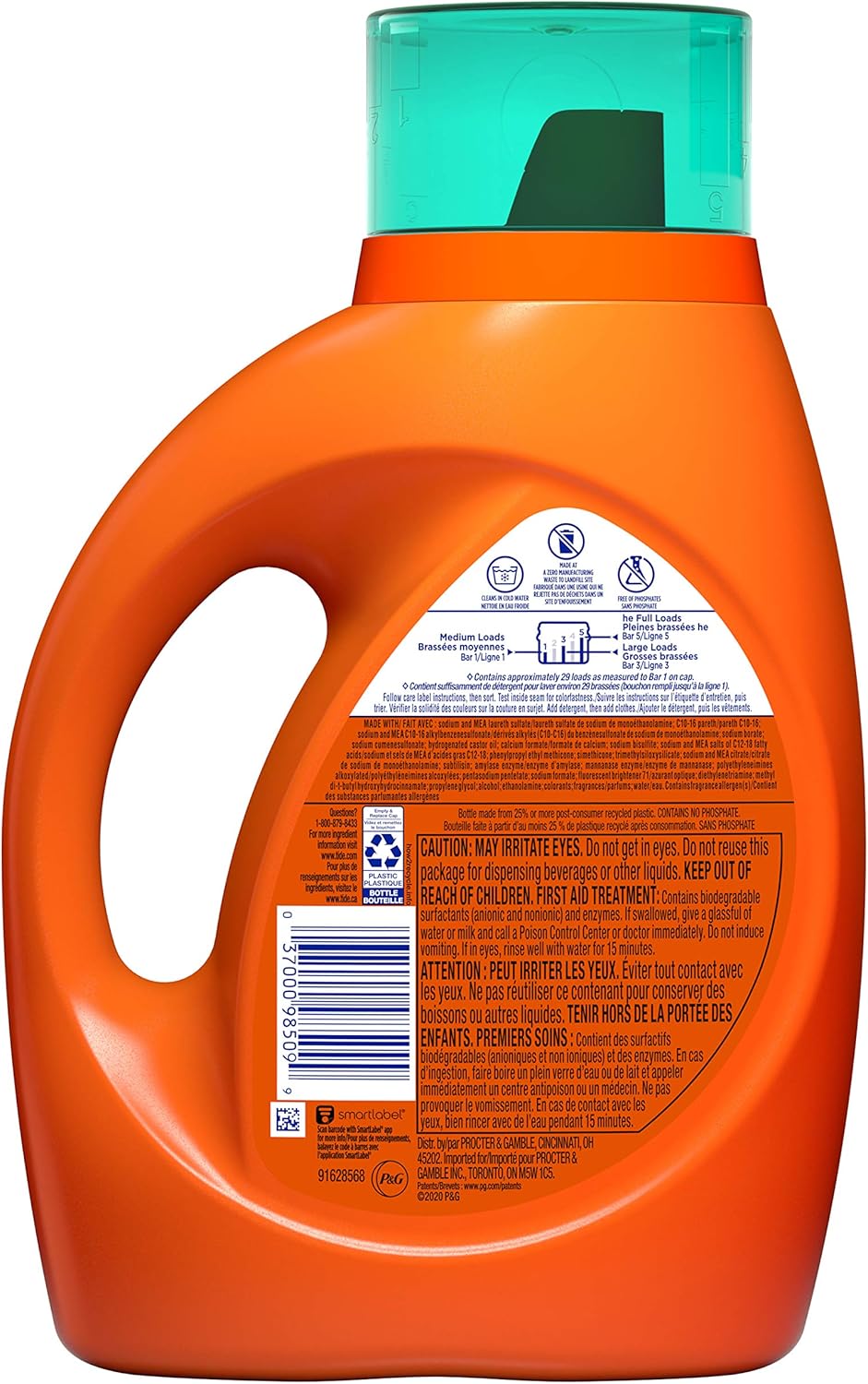 Tide plus Febreze Freshness Botanical Rain HE Turbo Clean Liquid Laundry Detergent, 46 oz, 29 loads (Packaging May Vary)