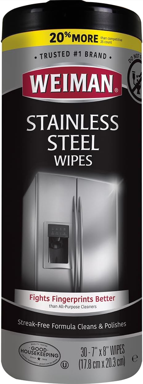 Weiman Stainless Steel Wipes, (Pack of 30)