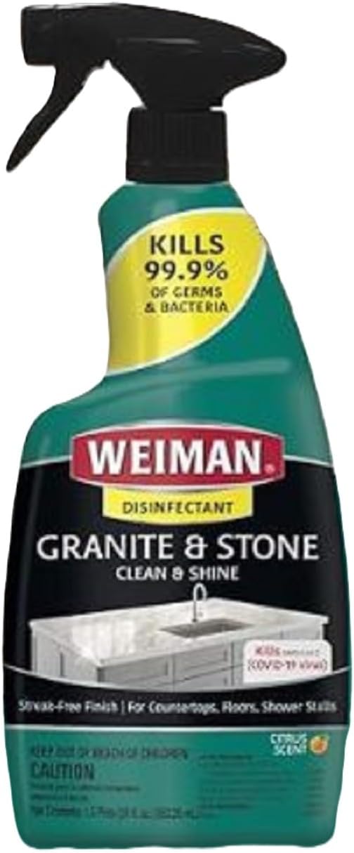 Weiman Granite & Stone Cleaner, Polish & disinfectant Spray for Countertops, floors, shower stalls 16 fl oz.