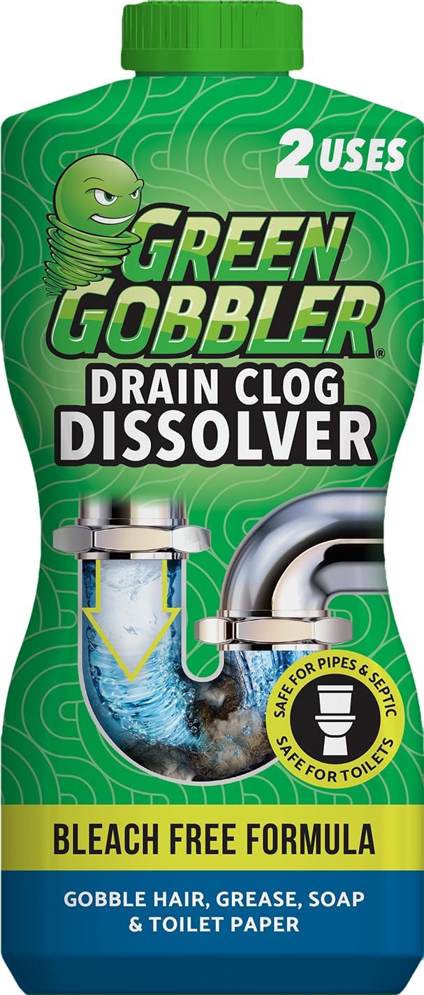 Green Gobbler Dissolve Tub, Sink & Drain Unblocker - Toilet Liquid Drain Cleaner & Hair Clog Remover Tool - 916ml