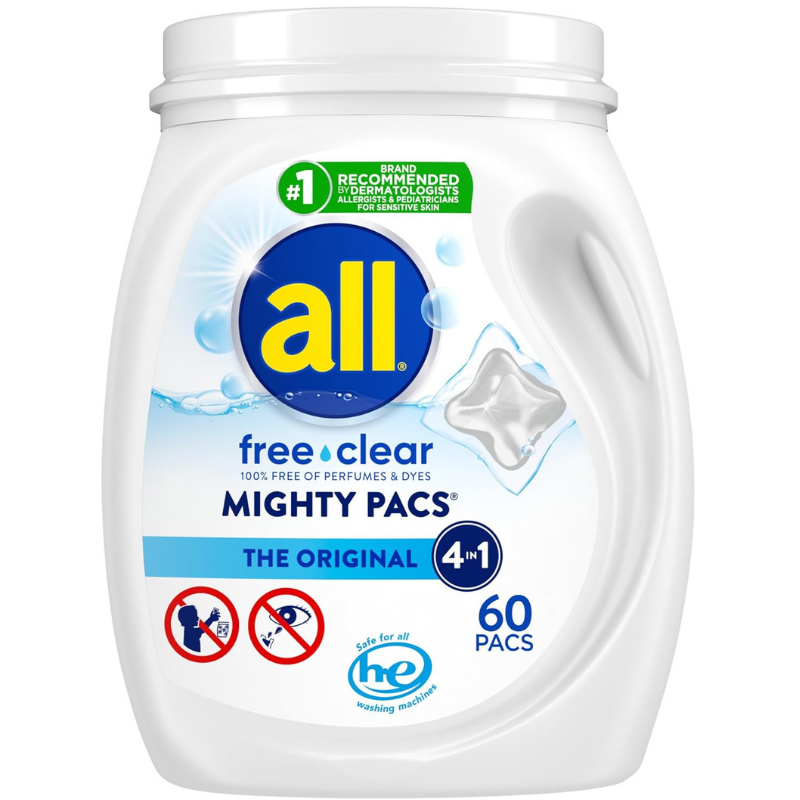 all free & clear mighty pacs - 100% free of perfumes and dyes - the original formula 4in1