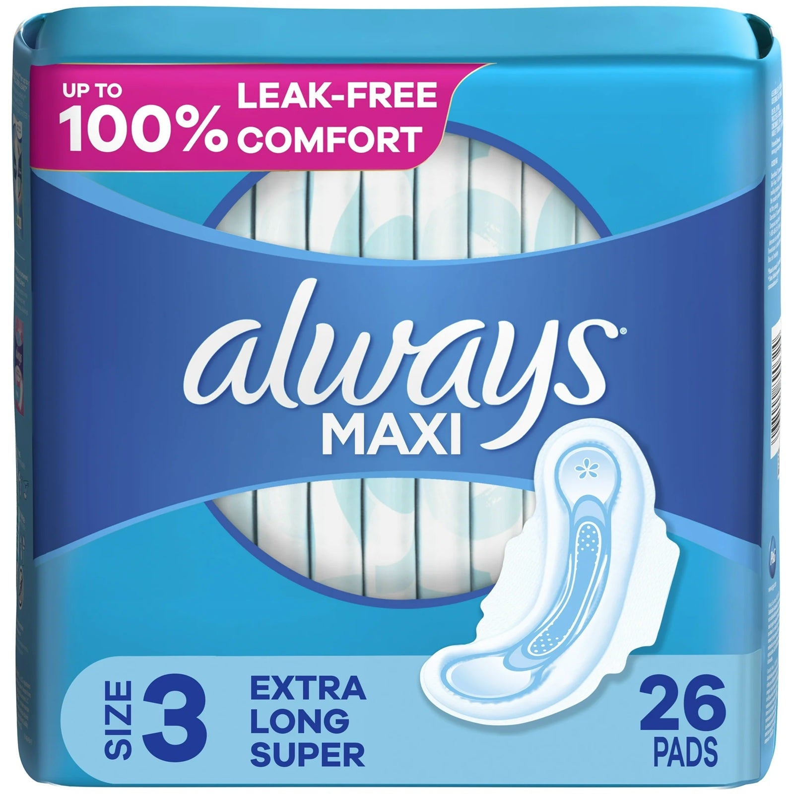 Always Maxi sanitary pads with wings, size 3 extra long super sanitary pads - pack of 26