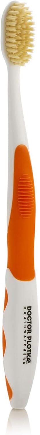 MOUTHWATCHERS Doctor Plotka's Mouthwatchers Antimicrobial Floss Bristle Silver Toothbrush, Adult, Orange