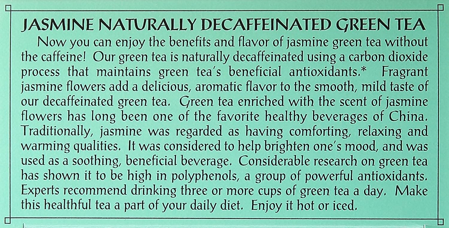 Triple Leaf Tea Jasmine Green Tea, Decaffeinated, 20 Count