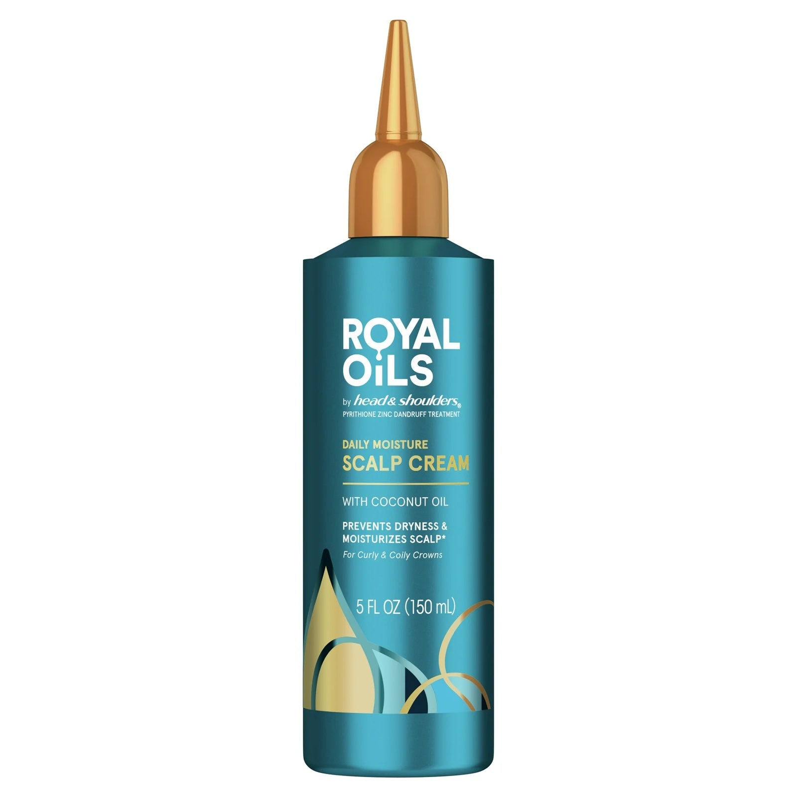 Head & shoulders bottle of Royal oils daily moisture scalp cream with coconut oil to prevent dryness and moisturize the seal