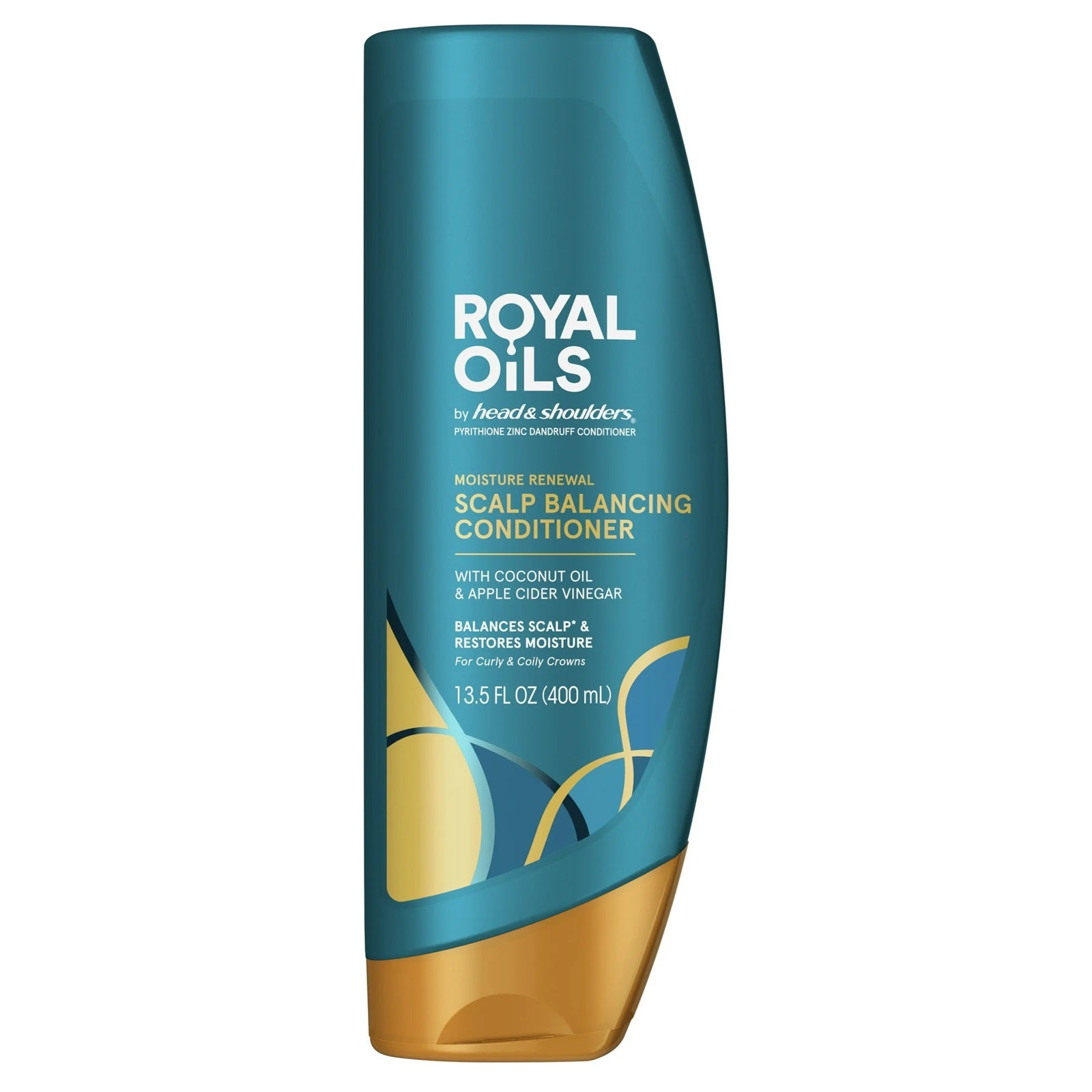 Bottle of Royal Oils by head & shoulders moisture renewal scalp balancing conditioner with coconut oil and apple cider vinegar. 