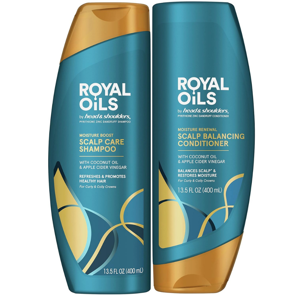 Royal oils by head & shoulders moisture boost scalp care shampoo and conditioner pack with coconut oil & apple cider vinegar