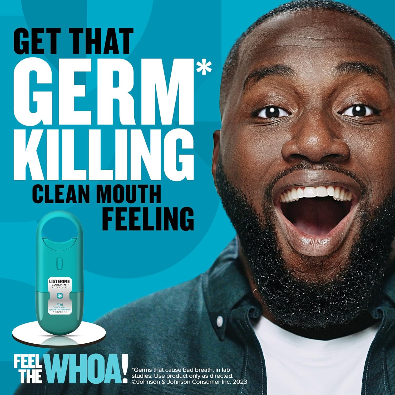 Listerine pocktmist cool mint mist spray that kills germs and freshens breath