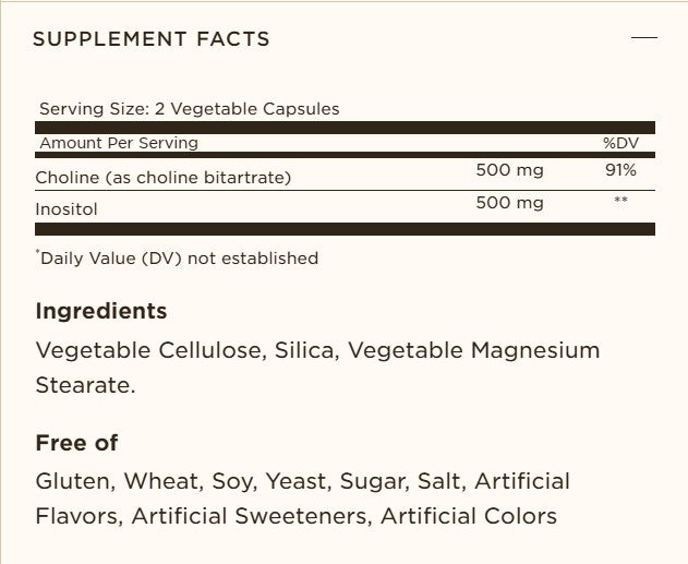 Solgar Inositol Choline 500mg 100 Caps