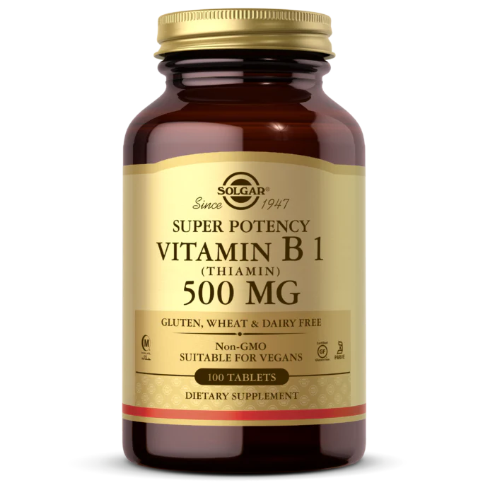 Solgar Vitamin B1 (Thiamin) 500 mg Tablets - Pack of 100