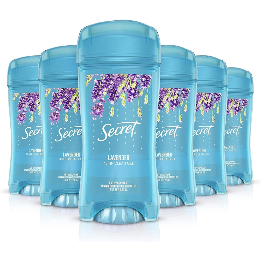 Secret Lavender scent 48hour clear gel anti-perspirant deodorant stick pack of 6
