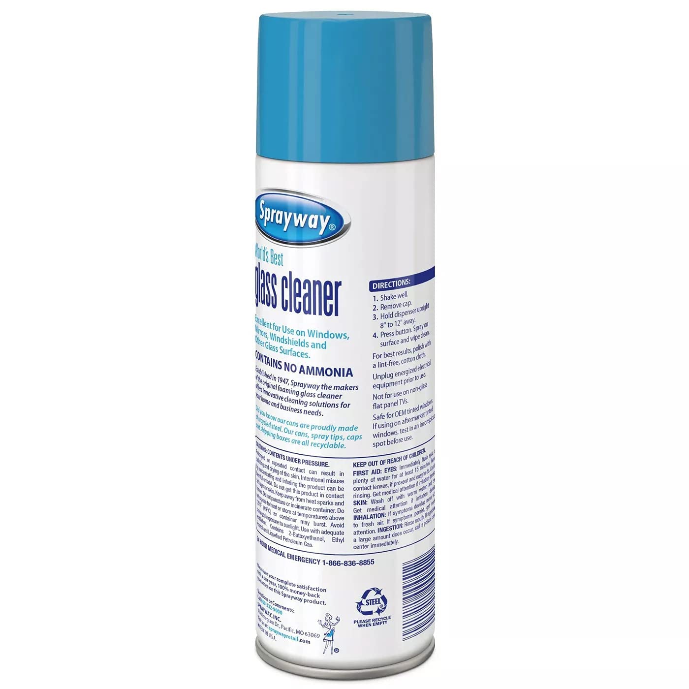 Aerosol spray can of Sprayway glass cleaning spray. 