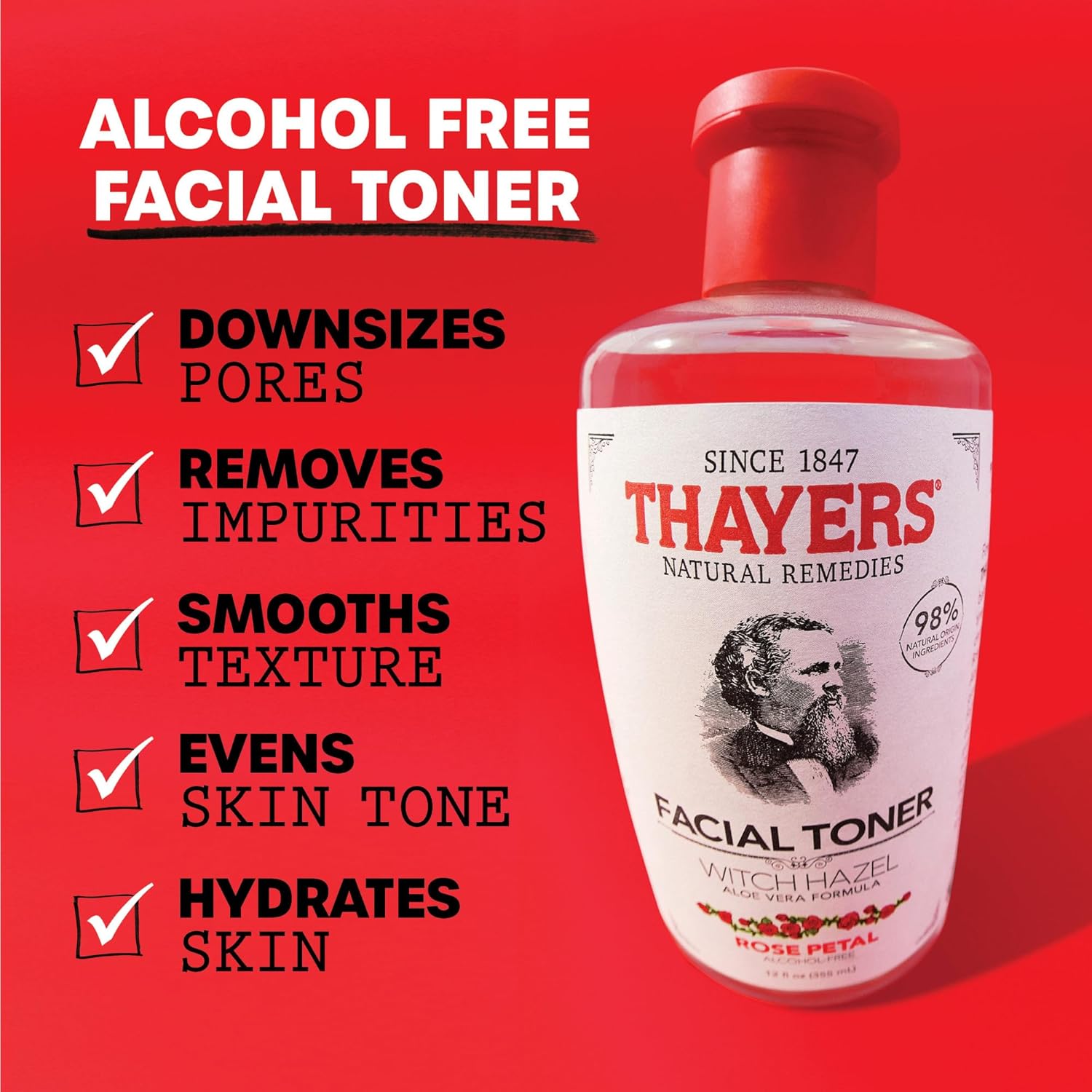 Thayers Witch Hazel Facial Gentle Rose Petal Toner Lotion with Organic Aloe Vera, 355ml