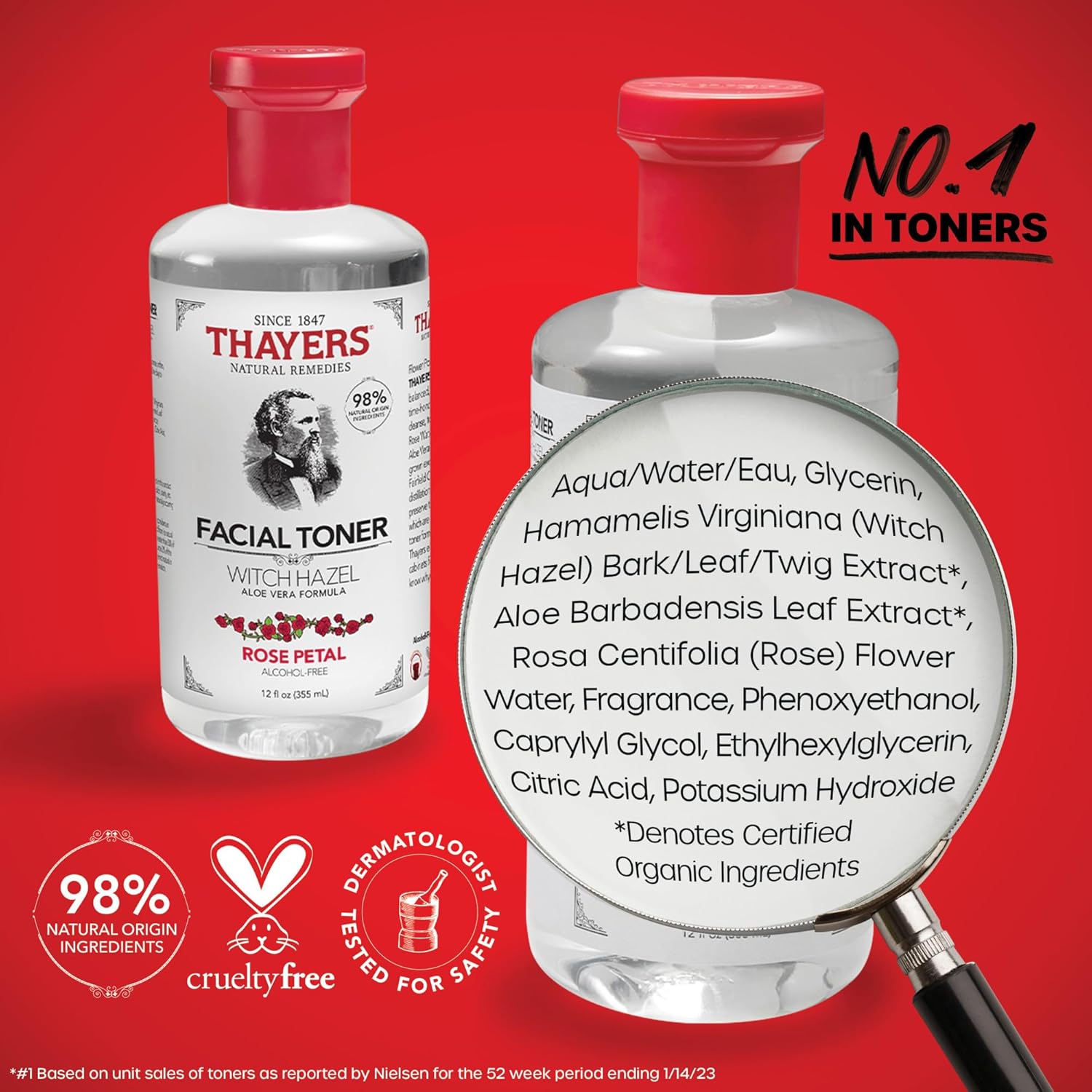 Thayers Witch Hazel Facial Gentle Rose Petal Toner Lotion with Organic Aloe Vera, 355ml