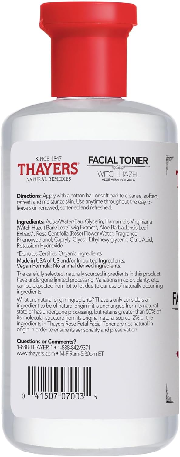 Thayers Witch Hazel Facial Gentle Rose Petal Toner Lotion with Organic Aloe Vera, 355ml