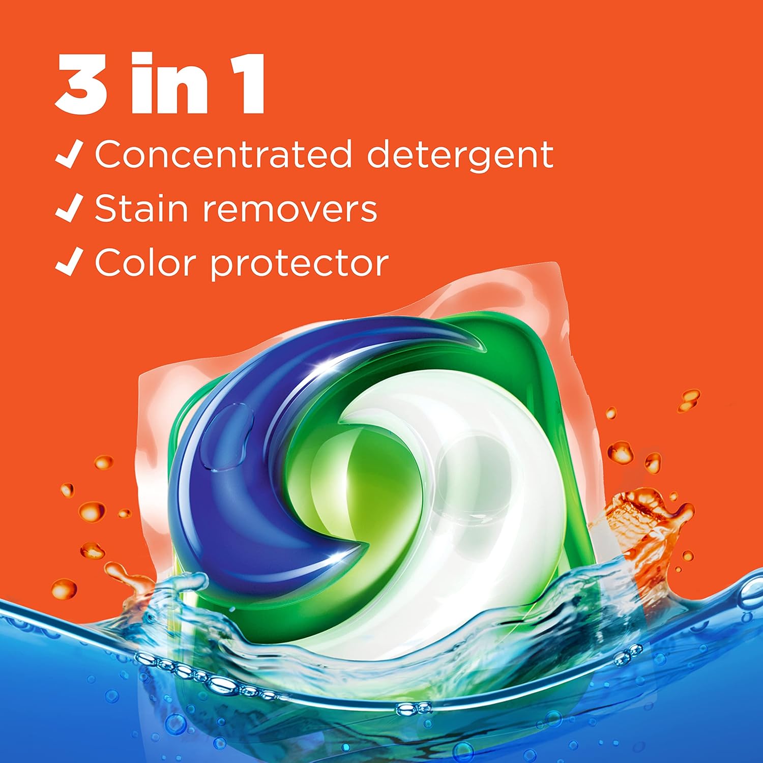 Tide laundry pods are 3 in 1 with concentrated laundry detergent, stain remover power and colour protector to keep clothes fresh and clean. 