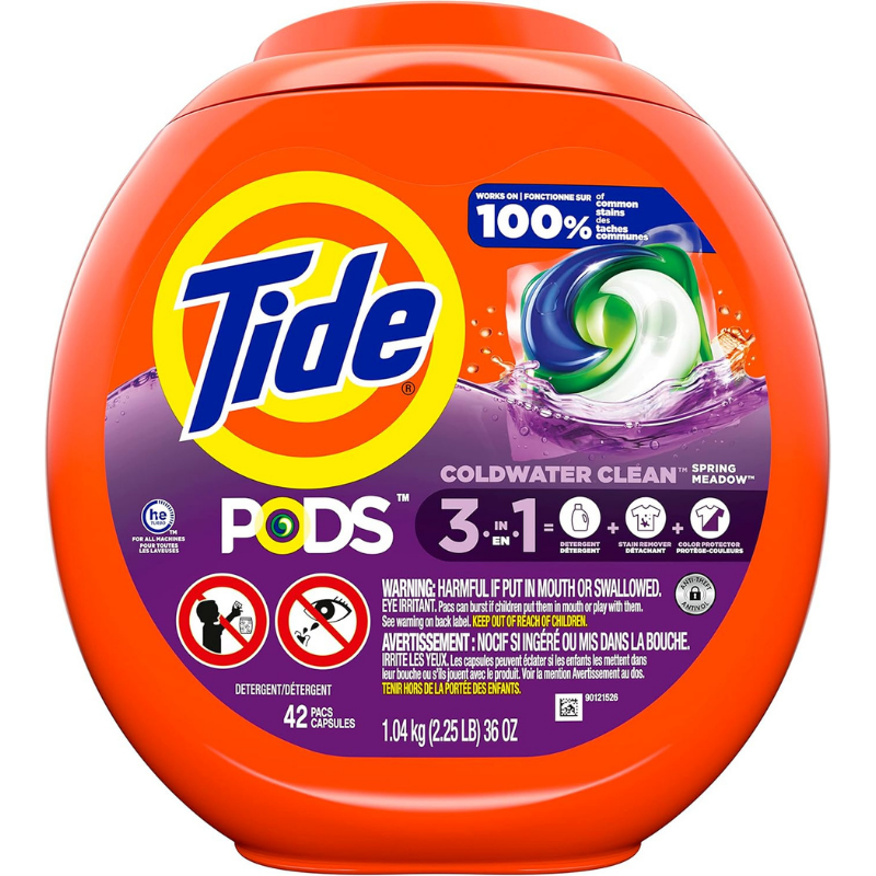 Tide laundry pods with 3 in 1 - laundry detergent, saint remover and colour protector for 1000% common stains and cold water clean