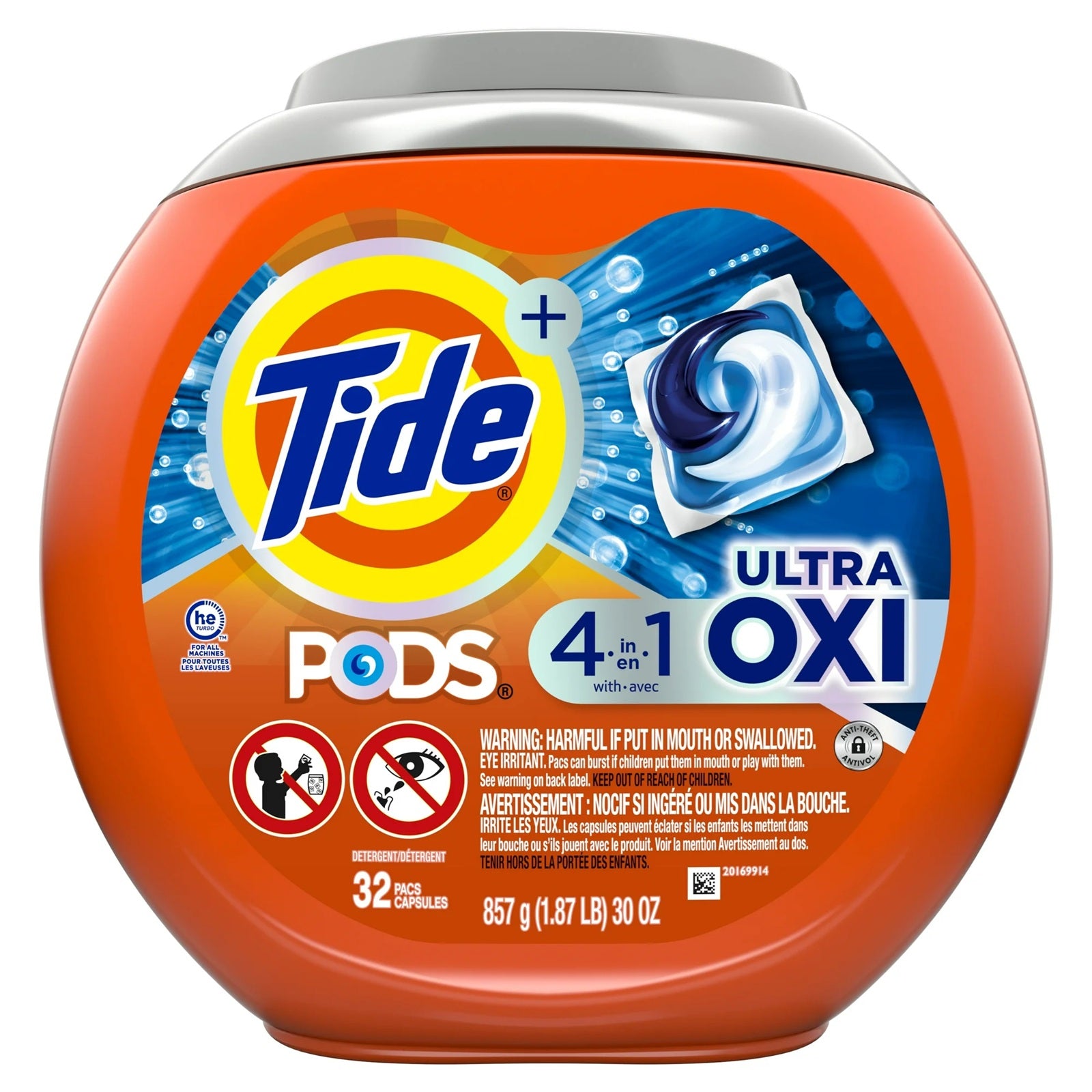 Tide pods 4-in-1 ultra oxi laundry detergen pods - 32 pacs. 