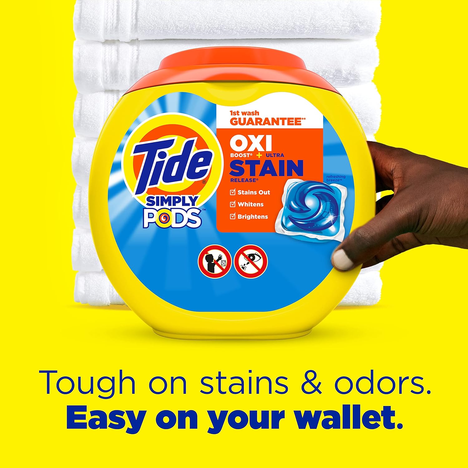 Tide simply pods is tough on stains & odors and easy on your wallet. 